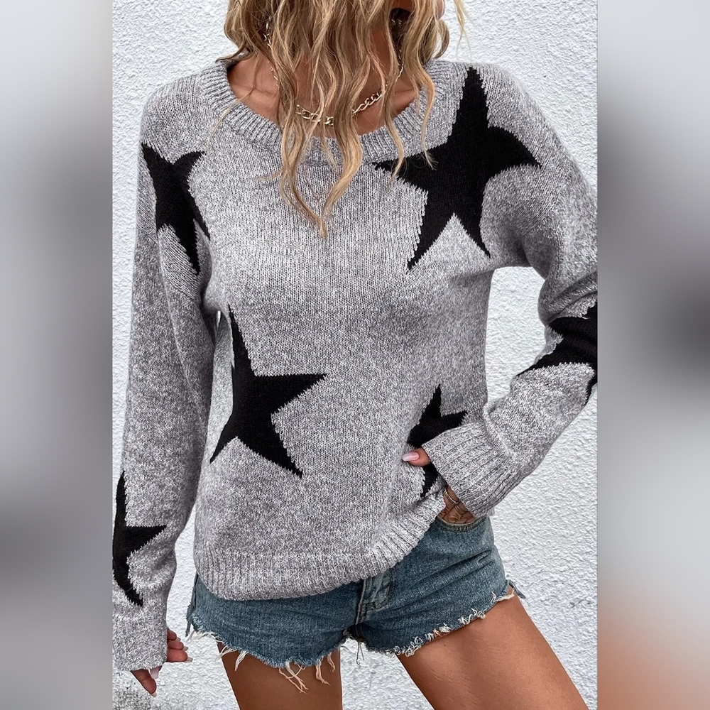 Dreamer’s Star Sweater - Gray - Picture 2 of 5